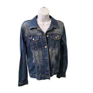 GAP Jacket Womens Medium Blue‎ Denim Jean Trucker Button Front Pockets Classic
